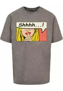 Футболка Merchcode "Мужская футболка большого размера Merchcode Silent Sign Comic Acid Washed ", цвет Asphalt