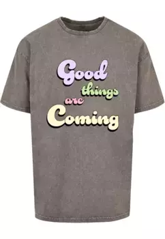 Футболка Merchcode "Мужская футболка большого размера Good Things, вымытая кислотой", цвет Asphalt