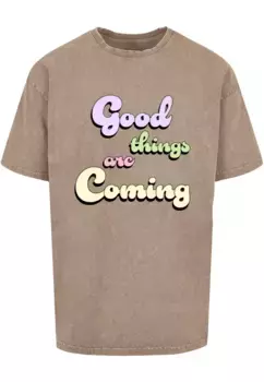 Футболка Merchcode "Мужская футболка большого размера Good Things, вымытая кислотой", хаки
