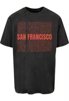 Футболка Merchcode "Мужская футболка большого размера Merchcode San Francisco кислотной стиркой", черный