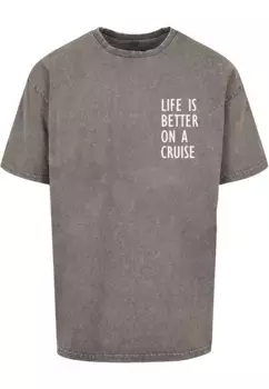Футболка Merchcode "Мужская футболка большого размера Merchcode Life Is Better, вымытая кислотой", цвет Asphalt