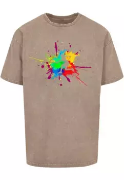 Футболка Merchcode "Мужская футболка большого размера Color Splash Player, вымытая кислотой", хаки
