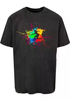 Футболка Merchcode "Мужская футболка большого размера Color Splash Player, вымытая кислотой", черный