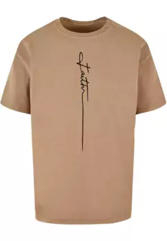 Футболка Merchcode "Мужская футболка большого размера Faith Faith, вымытая кислотой", бежевый