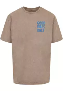 Футболка Merchcode "Мужская футболка большого размера Good Vibes Only с кислотной стиркой", хаки