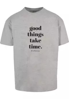 Футболка Merchcode "Мужская футболка Mercchcode Good Things Take Time Heavy Oversize ", серый