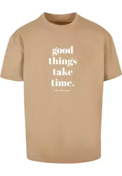 Футболка Merchcode "Мужская футболка Mercchcode Good Things Take Time Heavy Oversize ", бежевый