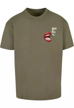 Футболка Merchcode "Мужская футболка Merchcode Bla Bla Bla Comic Heavy Oversized ", оливковый