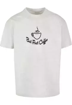 Футболка Merchcode "Мужская футболка Merchcode But First Coffee Heavy Oversized ", серый