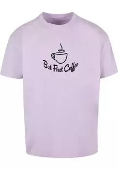 Футболка Merchcode "Мужская футболка Merchcode But First Coffee Heavy Oversized ", цвет Lilac
