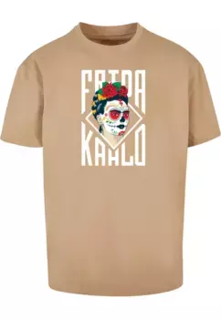 Футболка Merchcode "Мужская футболка Merchcode Frida Kahlo - Oversize с надписью ", бежевый