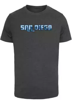 Футболка Merchcode "Мужская футболка Merchcode Grand San Diego Skyline с круглым вырезом", цвет Charcoal