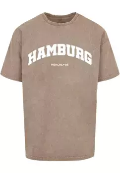 Футболка Merchcode "Мужская футболка Merchcode Hamburg Wording — футболка большого размера, пропитанная кислотой", хаки