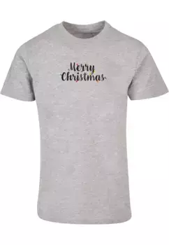 Футболка Merchcode "Мужская футболка Merry Christmas Lights с круглым вырезом " Merchcode", серый