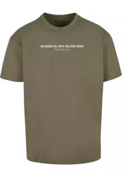 Футболка Merchcode "Мужская футболка Never Give Up Heavy Oversized", оливковый