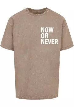 Футболка Merchcode NOW OR NEVER, пятнистый бежевый