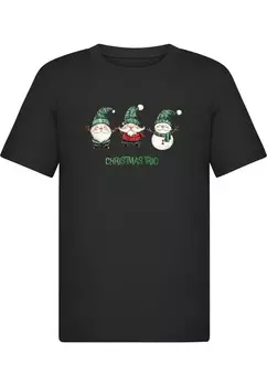 Футболка Merchcode Shirt Christmas Santa Trio, черный