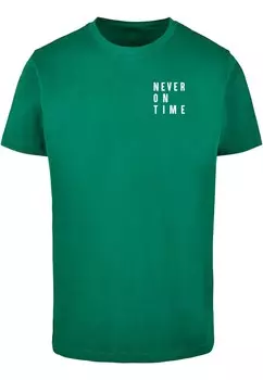 Футболка Merchcode Shirt Never On Time, цвет grass green