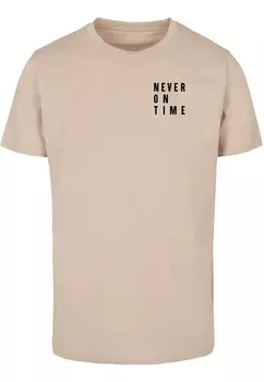 Футболка Merchcode Shirt Never On Time, песочный
