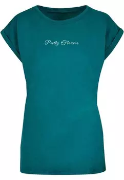 Футболка Merchcode Shirt Pretty Flowers, цвет petrol