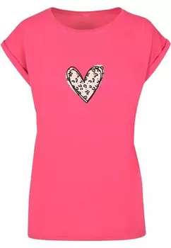 Футболка Merchcode Shirt Valentines Day - Leopard Heart, цвет raspberry/powder