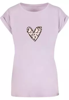 Футболка Merchcode Shirt Valentines Day - Leopard Heart, лавандовый