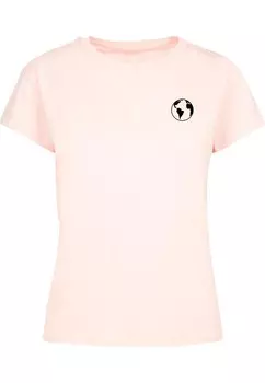 Футболка Merchcode Shirt Wording - Explore The World, пастельный розовый