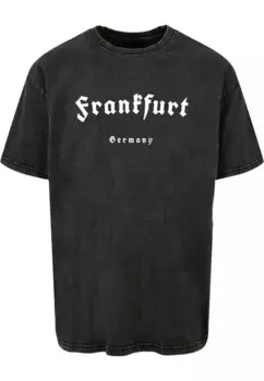 Футболка Merchcode "Тяжелая футболка большого размера Merchcode Herren Frankfurt X, вымытая кислотой", черный