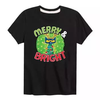Футболка Merry Bright для мальчиков 8–20 лет с котом Питом Licensed Character, черный