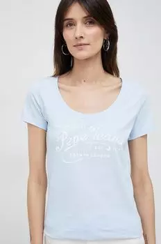 Футболка Mery из хлопка Pepe Jeans, синий