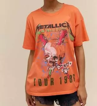 Футболка Metallica Damage Inc Tour 1986 Merch в цвете Coral Sunset DAYDREAMER