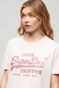 Футболка металлик свободного кроя Superdry, розовый