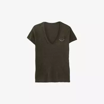 Футболка металлизированной вязки с принтом из бисера и надписью Ikks, коричневый