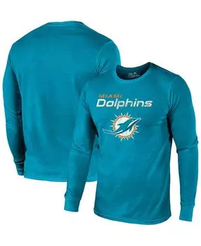 Футболка miami dolphins lockup tri-blend с длинным рукавом - цвет морской волны Majestic