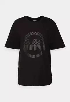 Футболка Michael Kors Checker Charm Tee With Print, черный