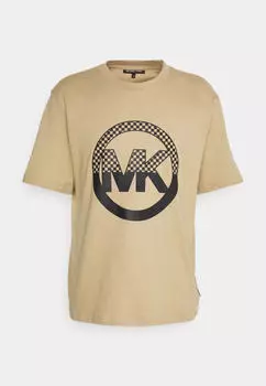 Футболка Michael Kors Checker Charm Tee With Print, хаки