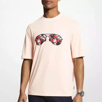 Футболка Michael Kors Floral Aviator Cotton, пыльно-коралловый