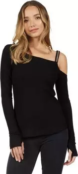 Футболка Michael Lauren Andros Long Sleeve One Shoulder Tee w/ Chain Tape, черный