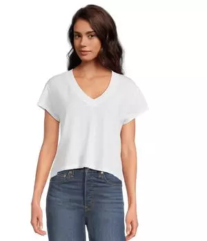 Футболка Michael Stars Harlan Cropped V-neck Tee, белый