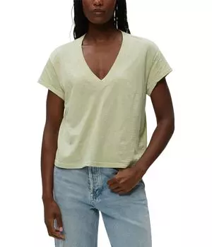 Футболка Michael Stars Harlan Cropped V-neck Tee, цвет Seacrest