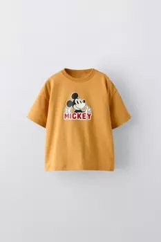 Футболка микки маус disney ZARA, цвет mustard