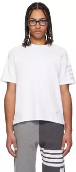 Футболка Milano Cotton с 4 полосками Thom Browne, белый