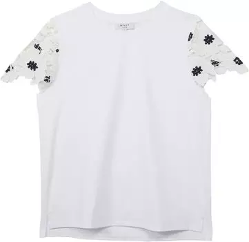 Футболка MILLY MINIS Lena 3-D Poppy Floral Lace T-Shirt, цвет White/Navy
