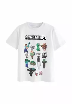 Футболка MINECRAFT CHARACTER PRINT SHORT SLEEVE, REGULAR FIT Next, белый