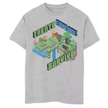 Футболка Minecraft Create Explore Survive для мальчиков 8–20 лет с графикой Licensed Character