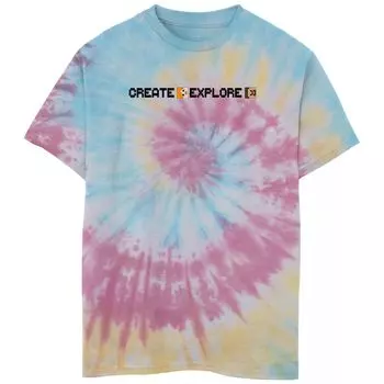 Футболка Minecraft Create Explore Tie Dye для мальчиков 8–20 лет с рисунком Minecraft