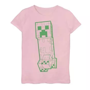 Футболка Minecraft Creeper с абстрактным рисунком для девочек 7–16 лет Licensed Character