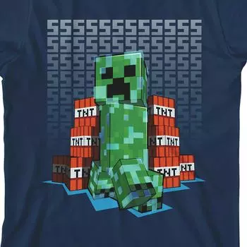 Футболка Minecraft Creeper TNT Sound с графическим рисунком для мальчиков 8–20 лет Licensed Character