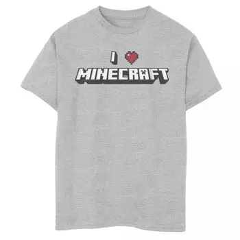 Футболка Minecraft I Love Minecraft для мальчиков 8–20 лет с графическим рисунком и текстом Licensed Character