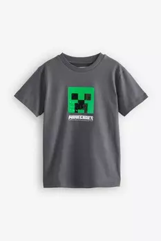 Футболка Minecraft из 100% хлопка с лицензией (3 16 лет) Next, серый